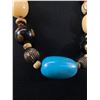 Image 2 : Nepalese Tibetan Tribal Beaded Necklace. Cream Wax Honey Resin, Turquoise Resin, Horn and Yak Bone B