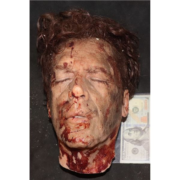 BLOODY SEVERED SILICONE HEAD WITH HAND PUNCHED HAIR