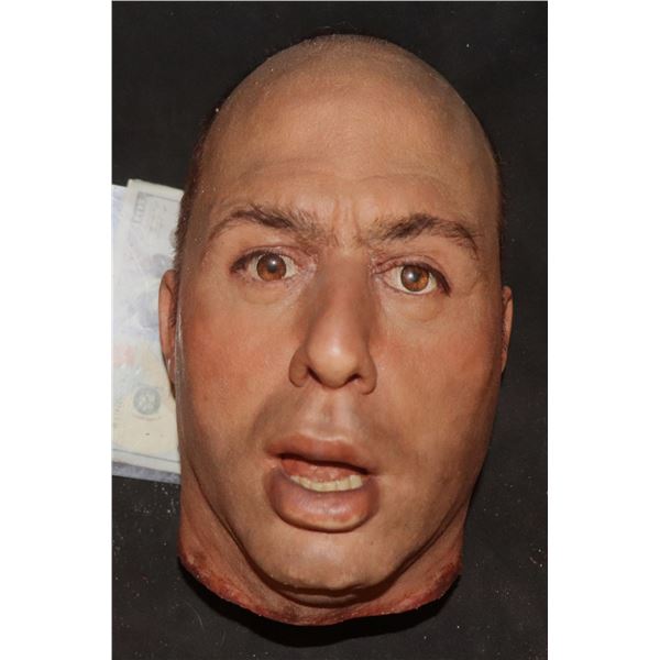 OMG I'M GONNA DIE SEVERED SILICONE HEAD WITH ACRYLIC EYES AND TEETH ALL HAND PUNCHED HAIR