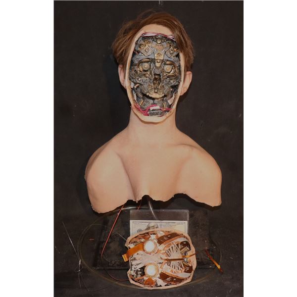 CYBORG HEAD FULL BUST FACE COMES OFF SHOWING MECHANICS & LIGHTS UP