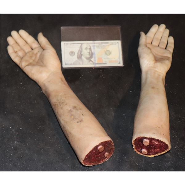 SEVERED SILICONE PAIR OF FEMALE ARMS WITH GORE AT STUBS
