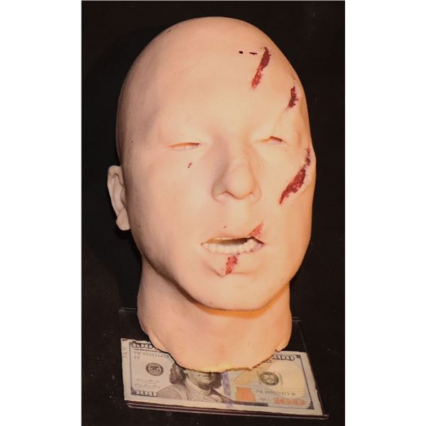 SEVERED HEAD WITH GOUGES AND GORE ACRYLIC TEETH