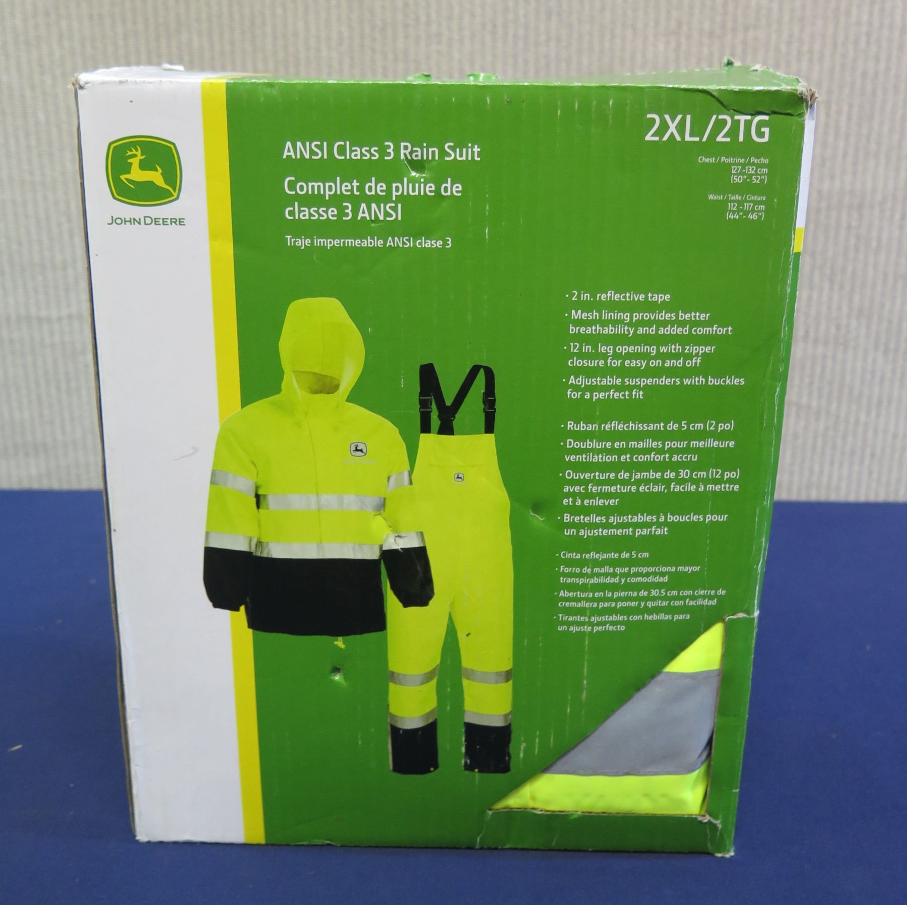 2tg Size John Deere ANSI Class 3 Rain Suit Size 2XL/2TG in Box