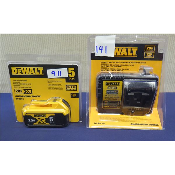DeWalt DCB205 Lithium Ion Battery & DCB115 Charger in Package