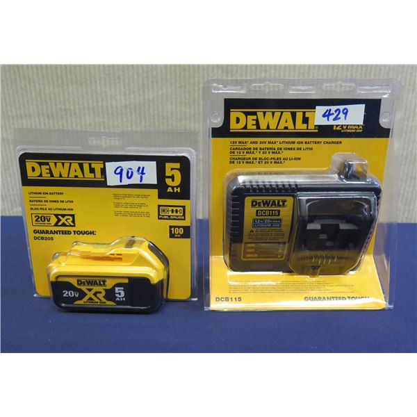 DeWalt DCB205 Lithium Ion Battery & DCB115 Charger in Package