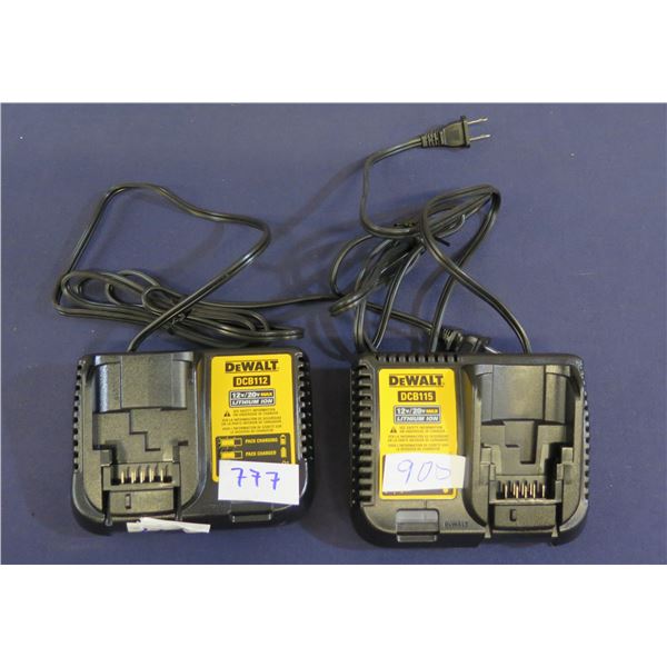 Qty 2 DeWalt Battery Chargers: DCB112 & DCB115