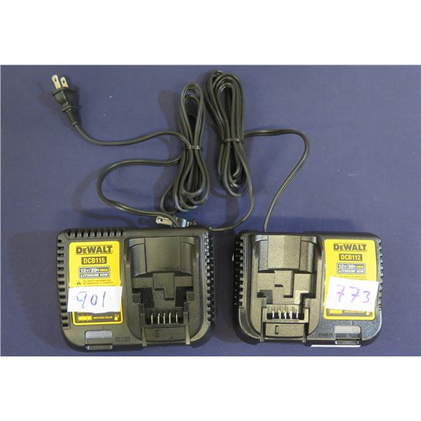 Qty 2 DeWalt Battery Chargers: DCB112 & DCB115