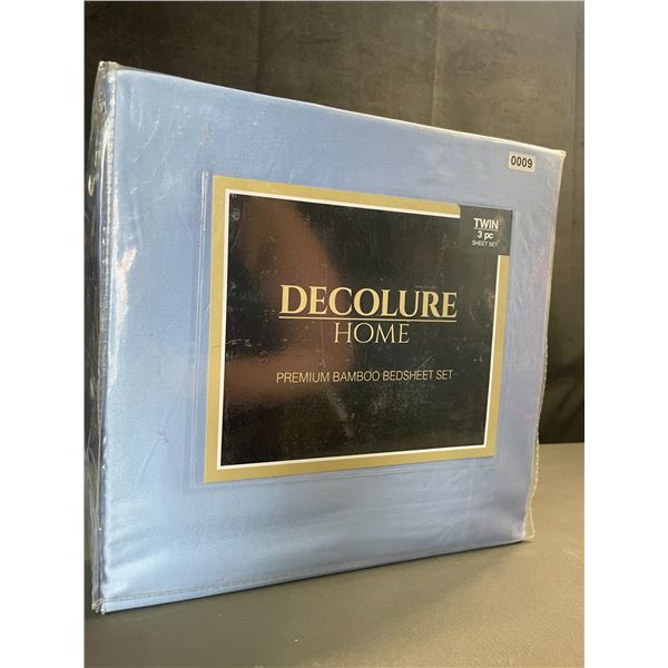 Lot of 1 Decolure Premium Bamboo Sheet Set - 3PC - Twin Size - Blue - Brand New