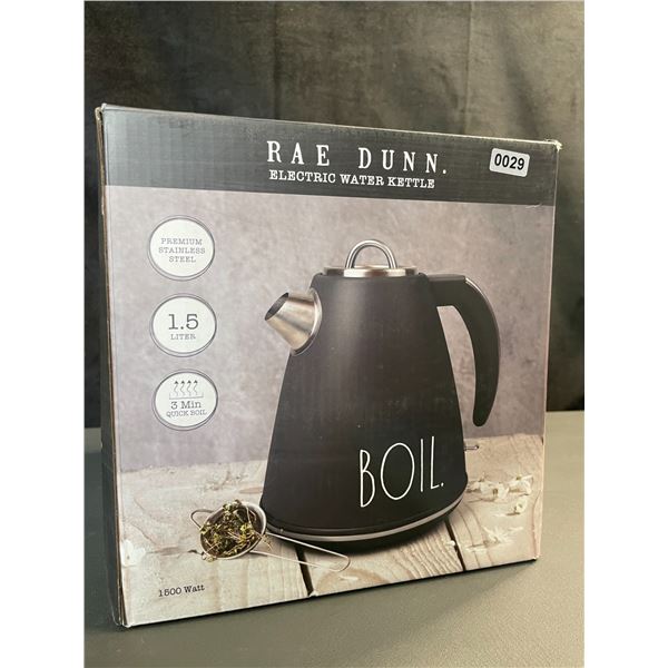 Lot of 1 Rae Dunn Electric Water Kettle - 1.5L - Premium Stainless Steel - Black - Brand New!
