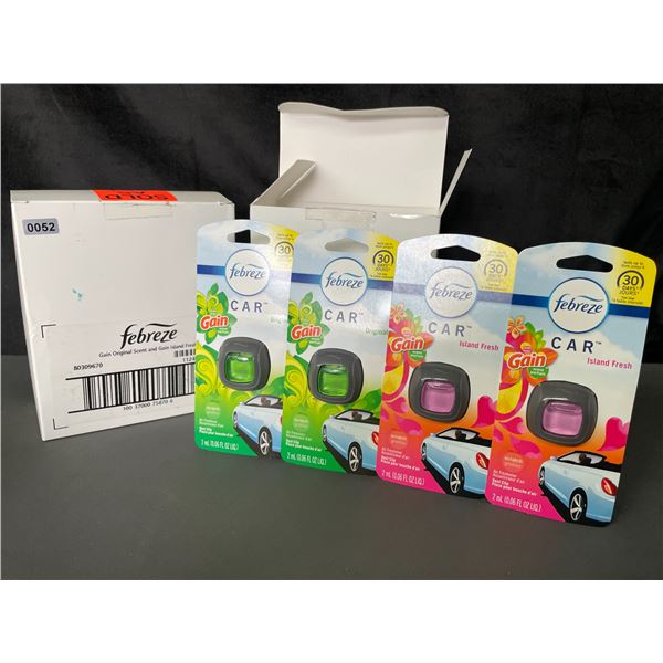 Lot of 2 Multi-Pack Boxes of Febreze Car Air Fresheners - Gain Scent - 4 Each/8 Total - Brand New