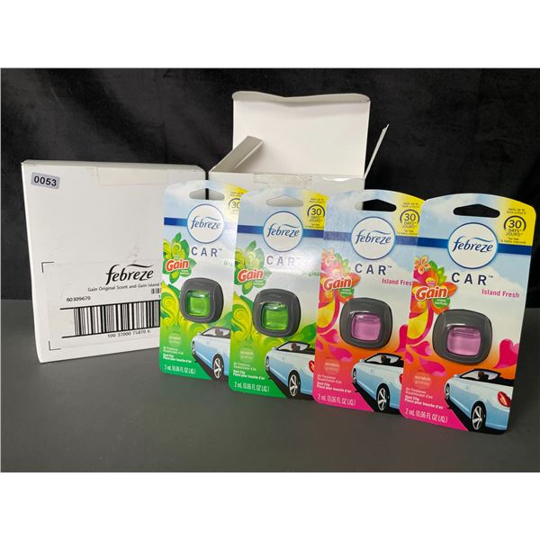 Lot of 2 Multi-Pack Boxes of Febreze Car Air Fresheners - Gain Scent - 4 Each/8 Total - Brand New