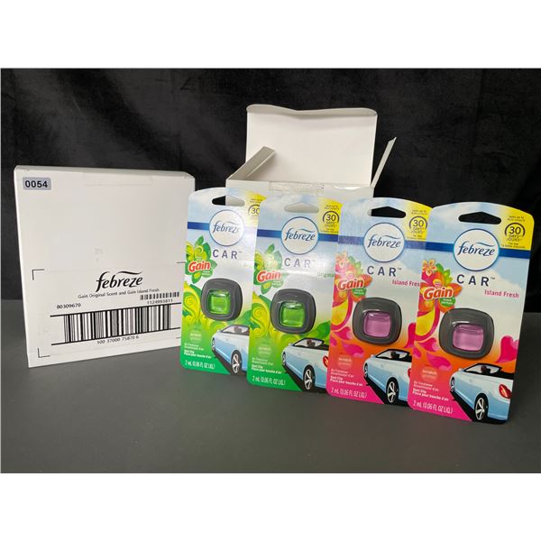 Lot of 2 Multi-Pack Boxes of Febreze Car Air Fresheners - Gain Scent - 4 Each/8 Total - Brand New