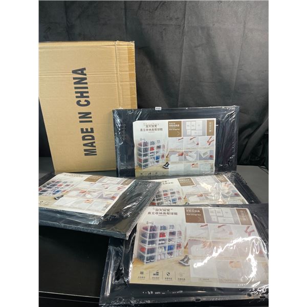 Lot of 1 3-Pack of Stackable Shoe Storage Boxes - Brand New! (Black)