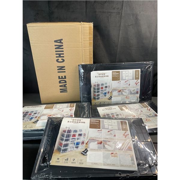 Lot of 1 3-Pack of Stackable Shoe Storage Boxes - Brand New! (Black)