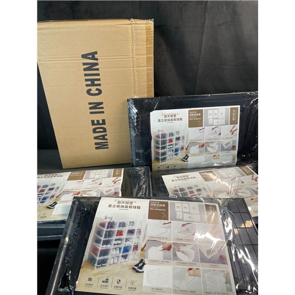 Lot of 1 3-Pack of Stackable Shoe Storage Boxes - Brand New! (Black)