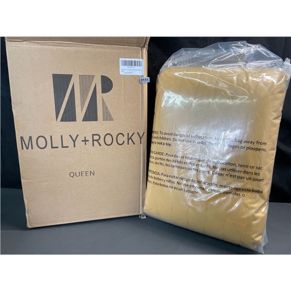 Lot of 1 Molly+Rocky 3PC Queen Size Quilt/Comforter Set - Mustard Yellow - 90x92 inch - Brand New!