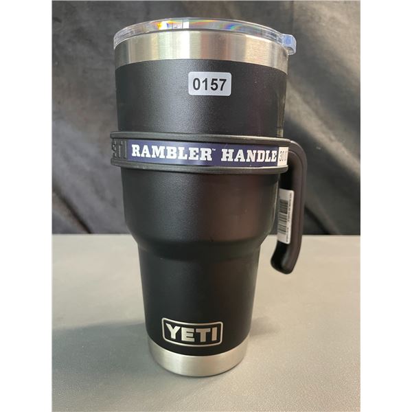 Lot of 1 YETI Rambler 30oz Tumbler - Black - With Rambler Handle - Brand New!