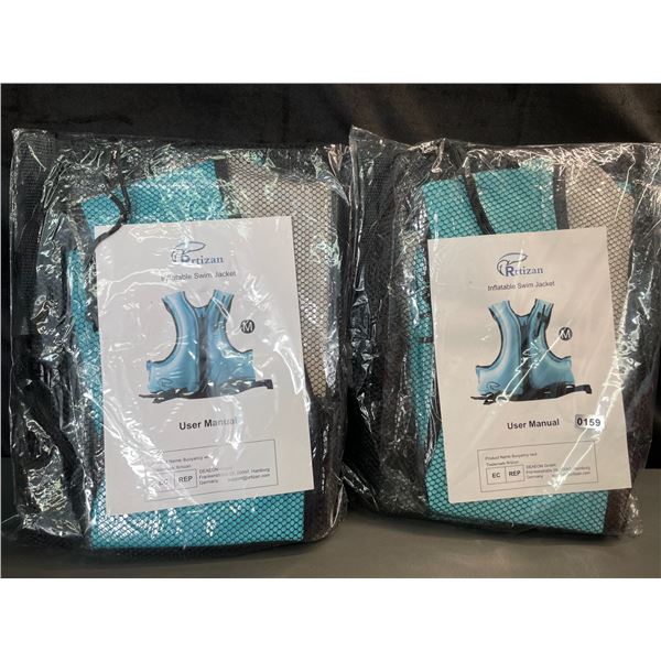 Lot of 2 Inflatable Swim Jacket/Life Jackets - Size Medium - Brand New