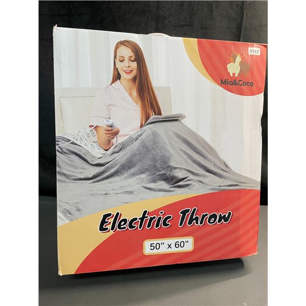 Lot of 1 Mia & Coco Electric Heated Throw Blanket - 50x60inch - Grey - Brand New!
