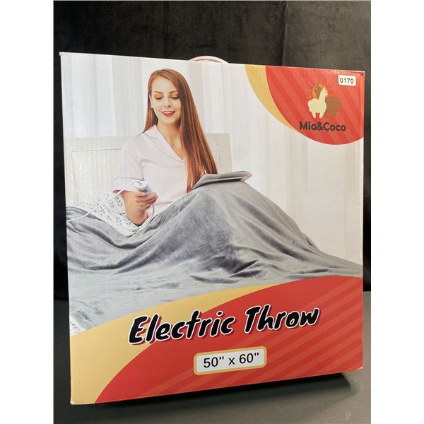 Lot of 1 Mia & Coco Electric Heated Throw Blanket - 50x60inch - Grey - Brand New!
