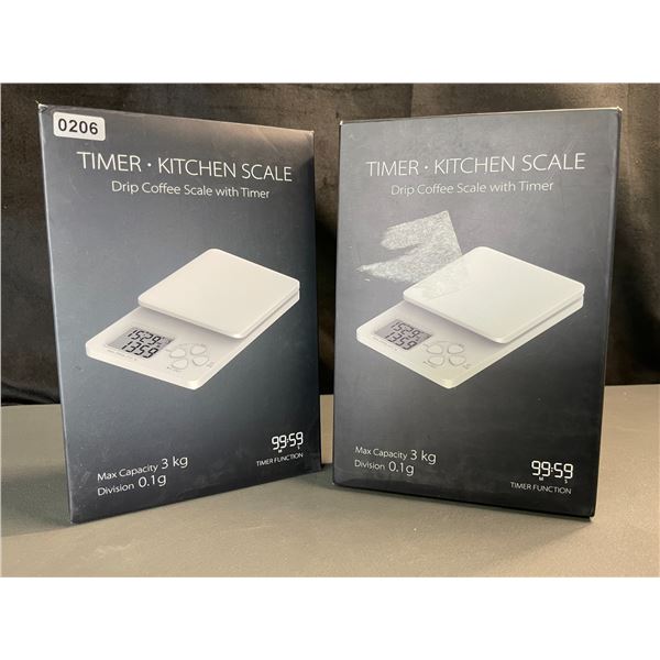 Lot of 2 Kitchen Scales/Drip Coffee Scales with Timers - Brand New! (3kg Capacity)