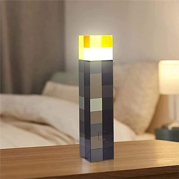 Lot of 3 Minecraft 12-Inch LED Torch Lights - Wall Mountable - USB Rechargeable - Brand New