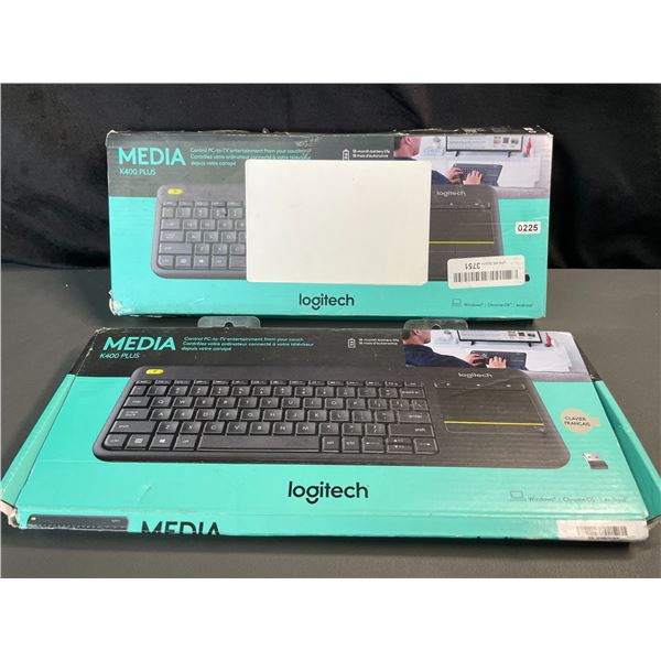Lot of 2 Logitech Keyboards - Media K400 Plus (1x English, 1x French) - Brand New