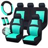 Image 1 : Lot of 1 Car Pass Universal Seat Cover Set - 14PCS - Black + Mint Blue - Brand New