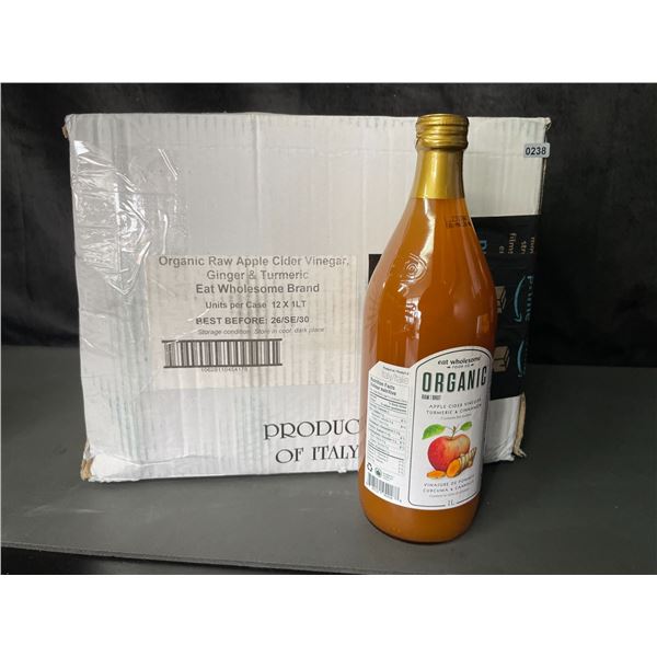 Lot of 1 Case of Organic Raw Apple Cider Vinegar - Case of 12 x 1L Bottles - New
