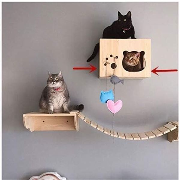 Lot of 1 Wooden Wall-Mountable Cat Perch/Climbing Stair Set - Brand New