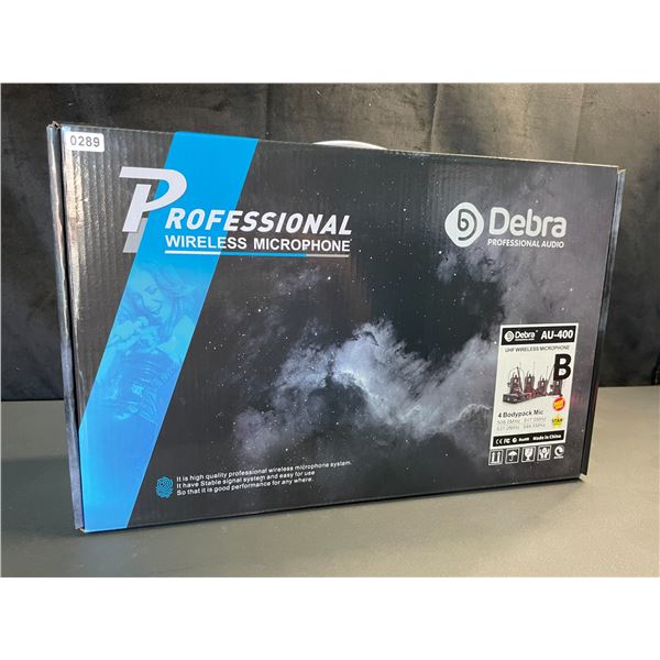 Lot of 1 D Debra Pro UHF 4 Channel Wireless Mic Systm w/ Cordless Handheld Lavalier Headset Mics-NEW