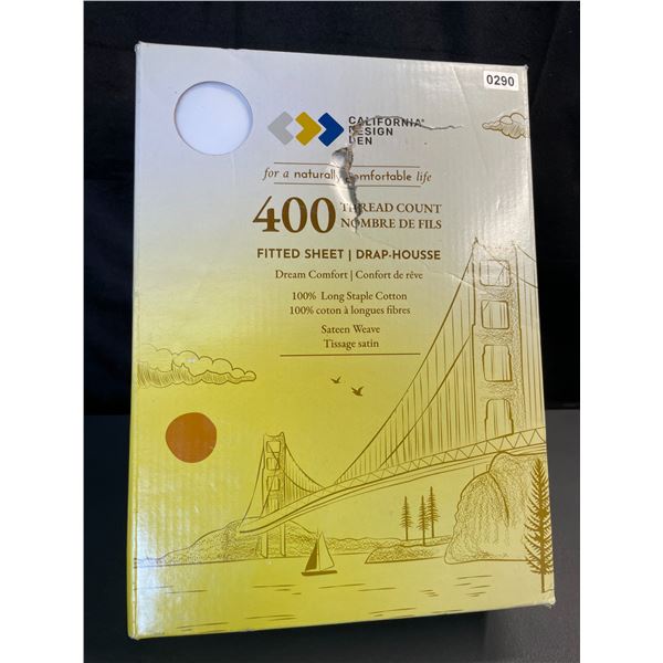 Lot of 1 California Design Den 400 Thread Count King Size Fitted Sheet - Creamy White - Brand New