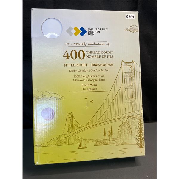 Lot of 1 California Design Den 400 Thread Count King Size Fitted Sheet - Creamy White - Brand New