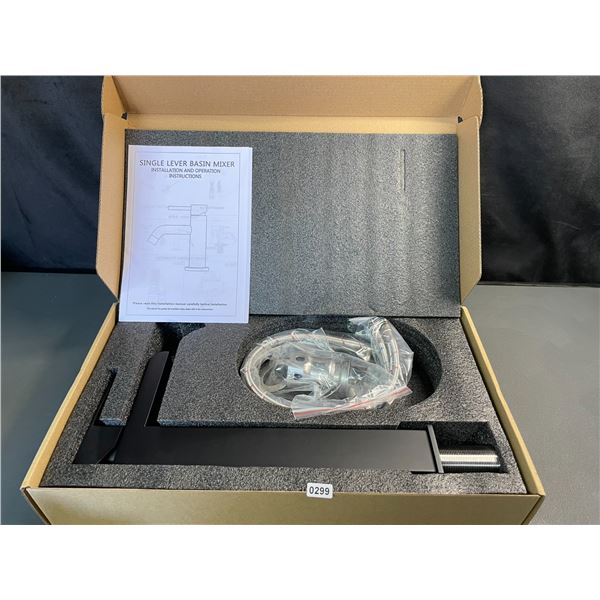 Lot of 1 Kenes Tall Single-Lever Waterfall Bathroom Sink Faucet - Black - Brand New!