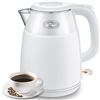 Image 1 : Lot of 1 Bear Electric Kettle; 1.5L Stainless Steel 1500W Kettle w/ Auto Shut Off; White - Brand New