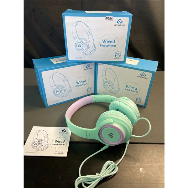 Lot of 3 Pairs of Wired Earphones for Kids - New