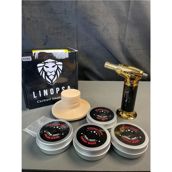 Lot of 1 Linospa Cocktail Smoker Kits w/ Butane Torch - New