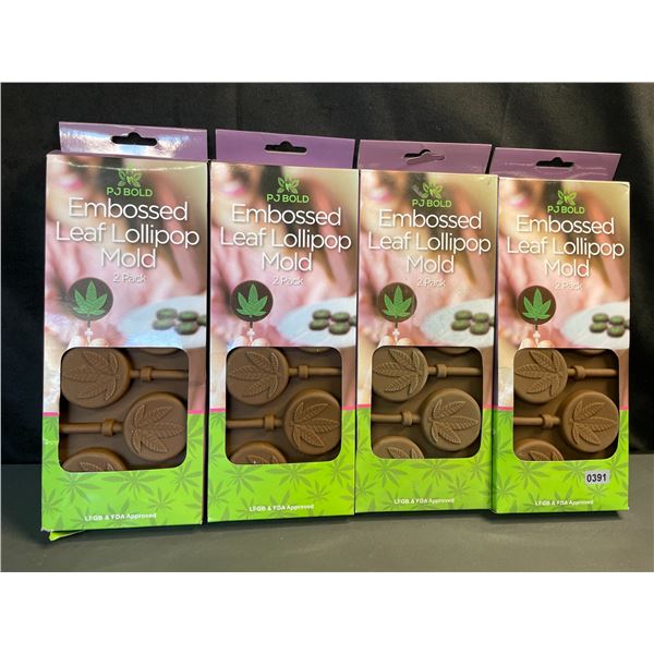 Lot of 4 Boxes of Embossed Silicone Leaf Lollipop Molds - For Baking/Crafts - NEW (2 Per Pack)