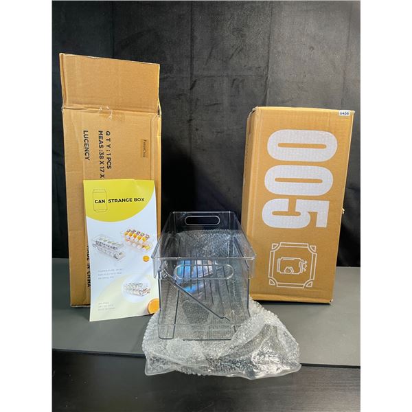 Lot of 2 Plastic Storage Bins for Refrigerators for Cans/Soda Cans - New!