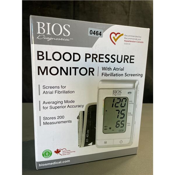 Lot of 1 BIOS Diagnostics Blood Pressure Monitor with Atrial Fibrillation Screening - Brand New!
