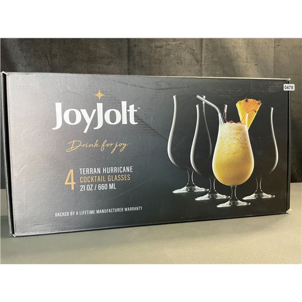Lot of 1 Box of JoyJolt Terran Hurricane Cocktail Glasses - 4PCS - 21oz - New