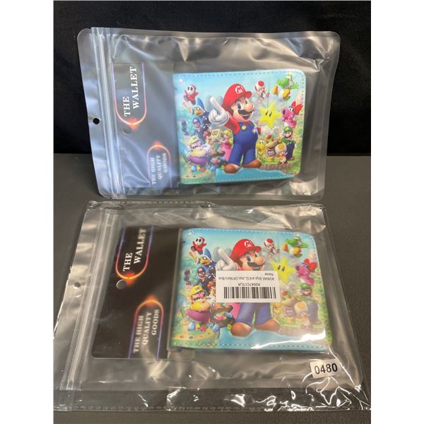 Lot of 2 Super Mario Foldable Wallets for Men - Brand New
