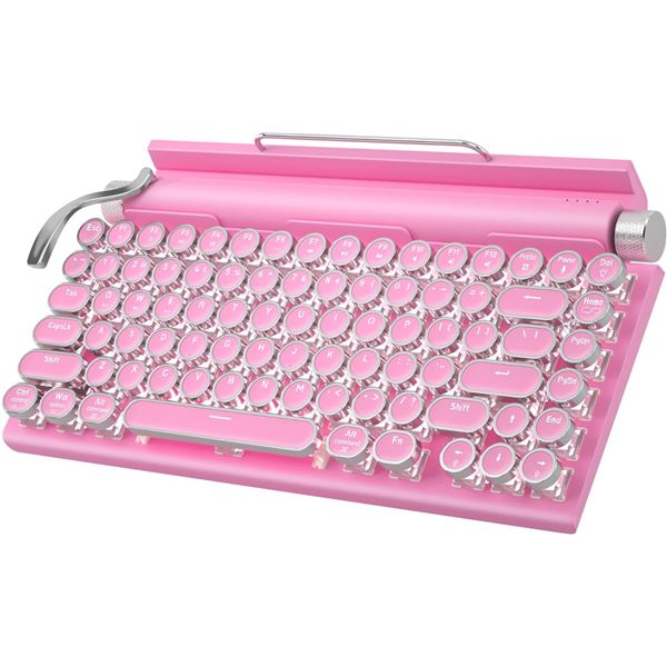 Lot of 1 Taiahiro ML-981 Retro Typewriter Style Mechanical Keyboard - Pink - Brand New