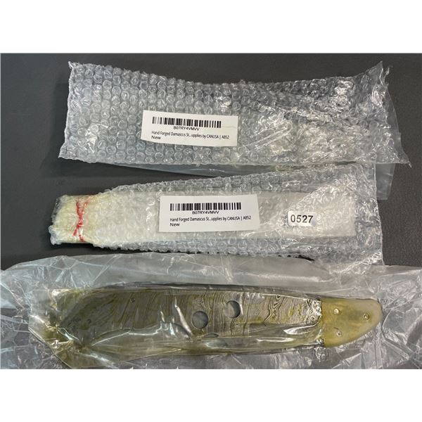 Lot of 2 Hand-Forged Damascus Steel Blank Blade 8" Hunting Knife Blades - New (Model: AB52)