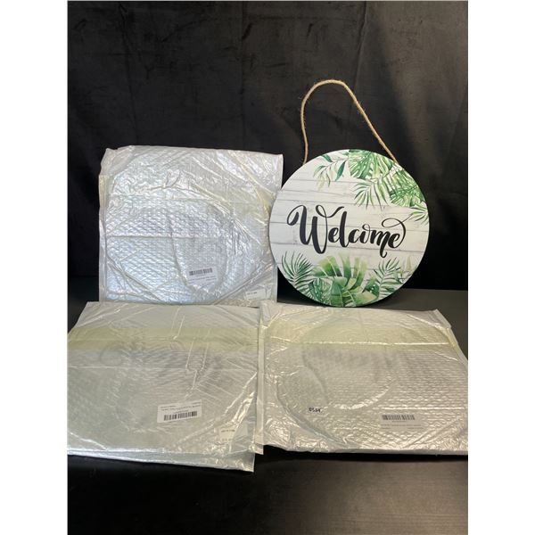Lot of 4 "Welcome" Jungle/Botanical Style Signs - Brand New