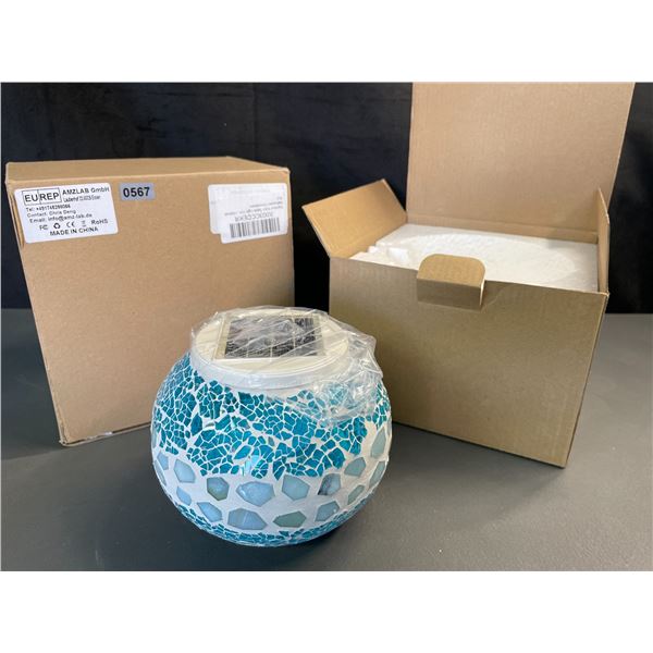 Lot of 2 Cracked Glass Marble/Mosaic Glass Solar Lantern Jar Lights - Brand New