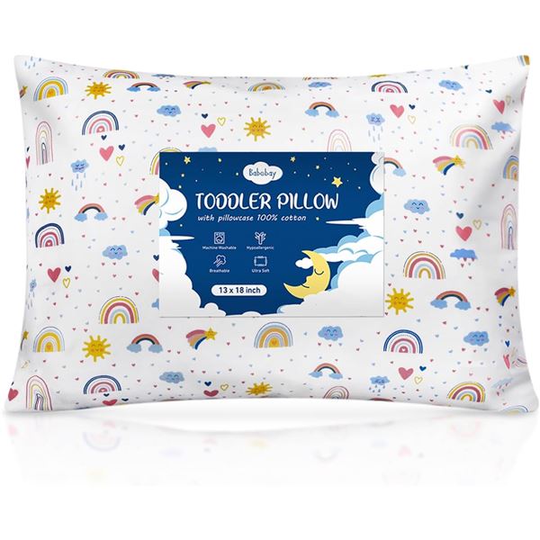 Lot of 2 Toddler Pillows with Pillow Cases - 13 x 18 inch - Brand New