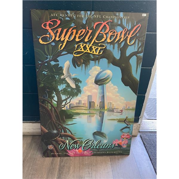 Lot of 1 NFL Super Bowl XXXL New Orleans Wooden Art Piece/Poster - 3FT x 2FT - Used - Great Shape