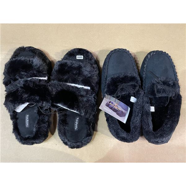 Lot of 2 Pairs of Women's Fuzzy Slippers - Size 11/12 - Brand New!