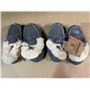 Image 1 : Lot of 2 Pairs of Kids Fuzzy Moccasin Style Slippers - Kids 9-10 - Brand New!
